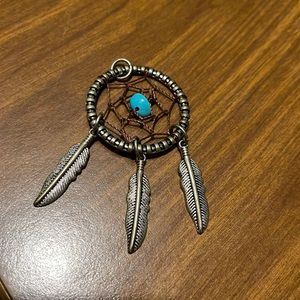 Dream catcher with blue stone necklace charm
